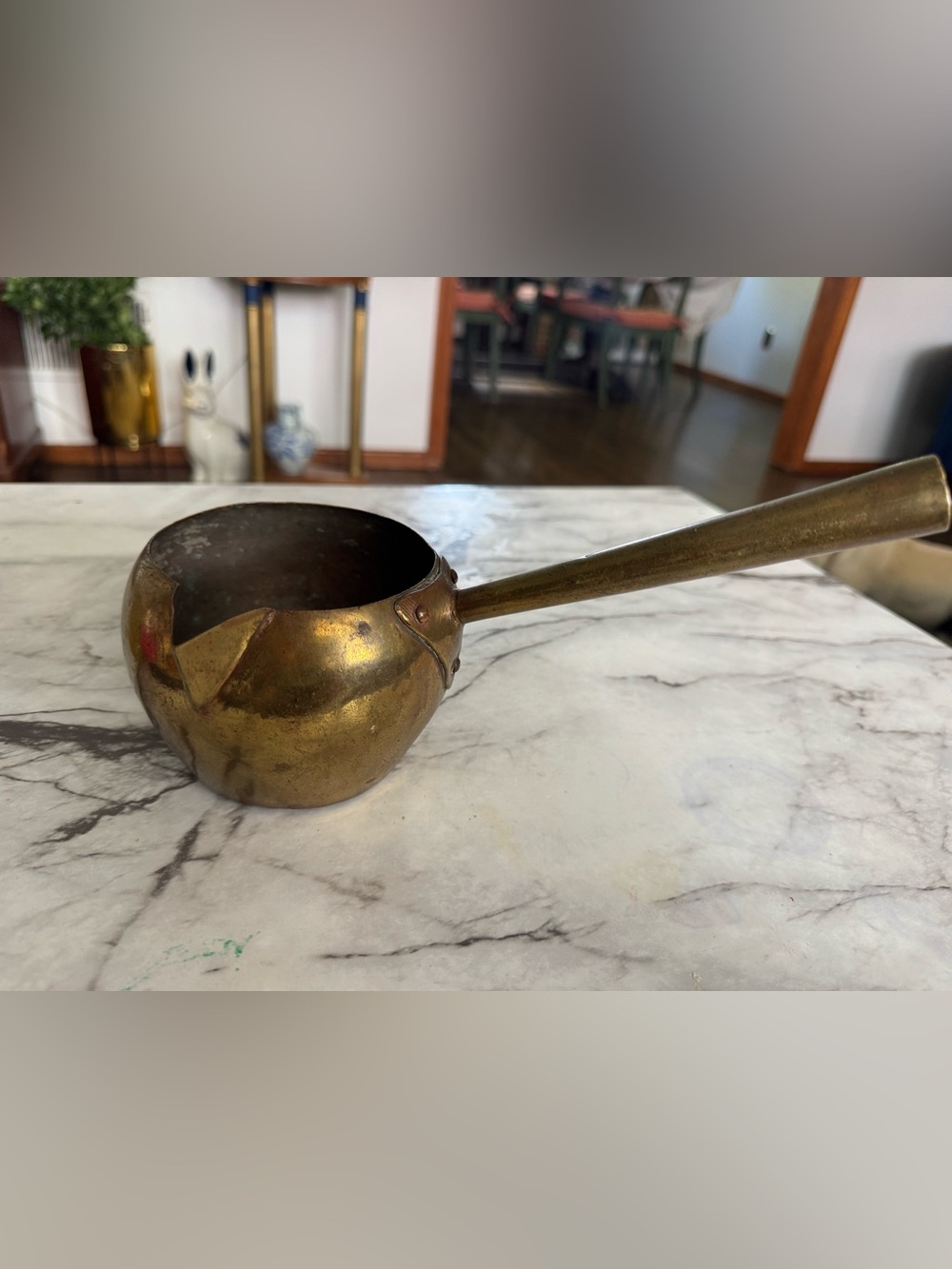 Vintage Brass Brandy Warmer with Long Handle - Rare